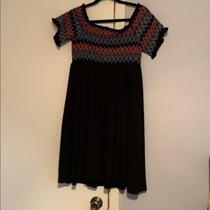 Black Embroidered Jersey Skater Dress Size 1
